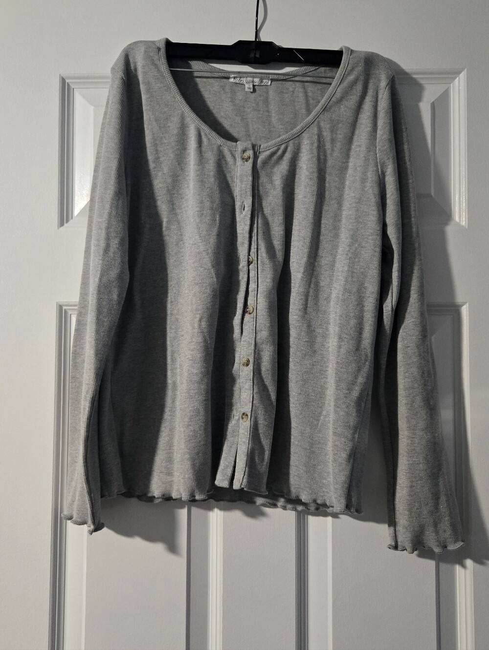 NWOT Rebellious One Light Gray Button-Front Women's Top
